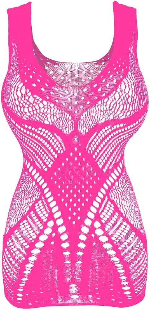 Women Sexy Lingerie Fishnet Babydoll Mesh Mini Dress Chemise One Size
