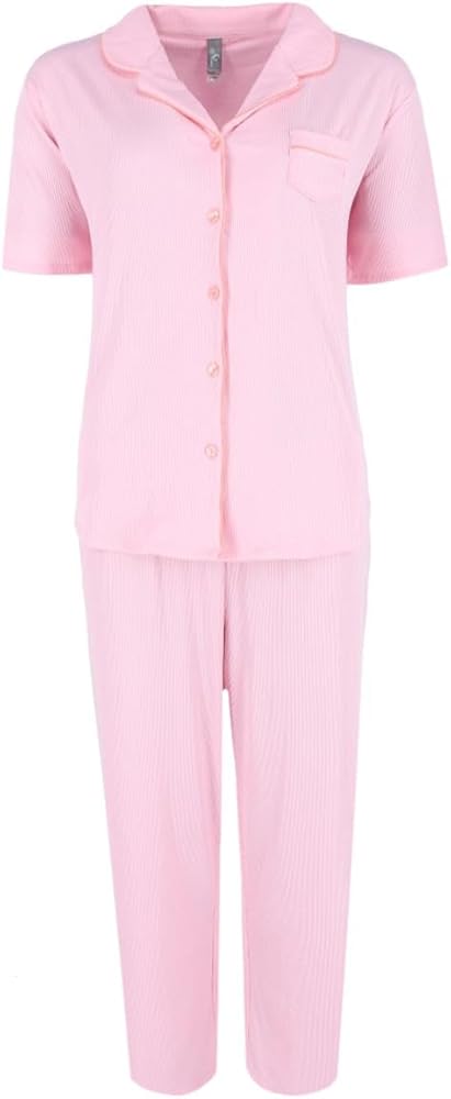 Women's Retro Notch Collar Short Sleeve Capri Set
